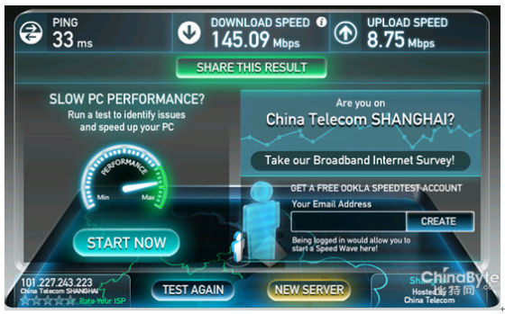 圖 9 Speedtest網(wǎng)速測試結(jié)果 圖 9 Speedtest網(wǎng)速測試結(jié)果
